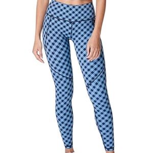 Sweaty Betty Power 7/8 Blue Check Plaid Leggings Size 10